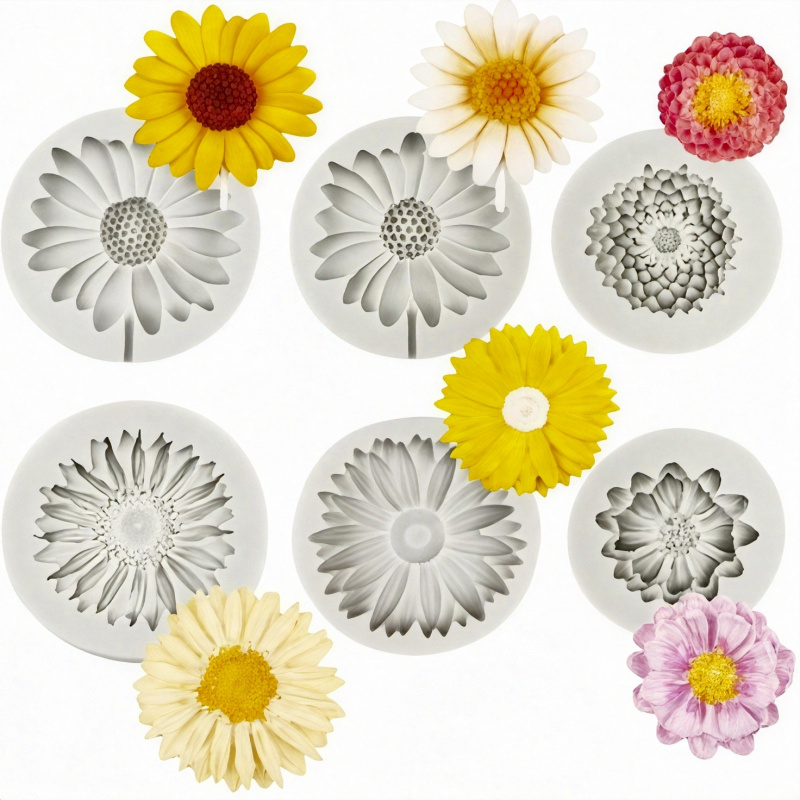 Soap Making Bar - 6 Pieces，Sunflower Daisy Silicone Mold，3D Flower