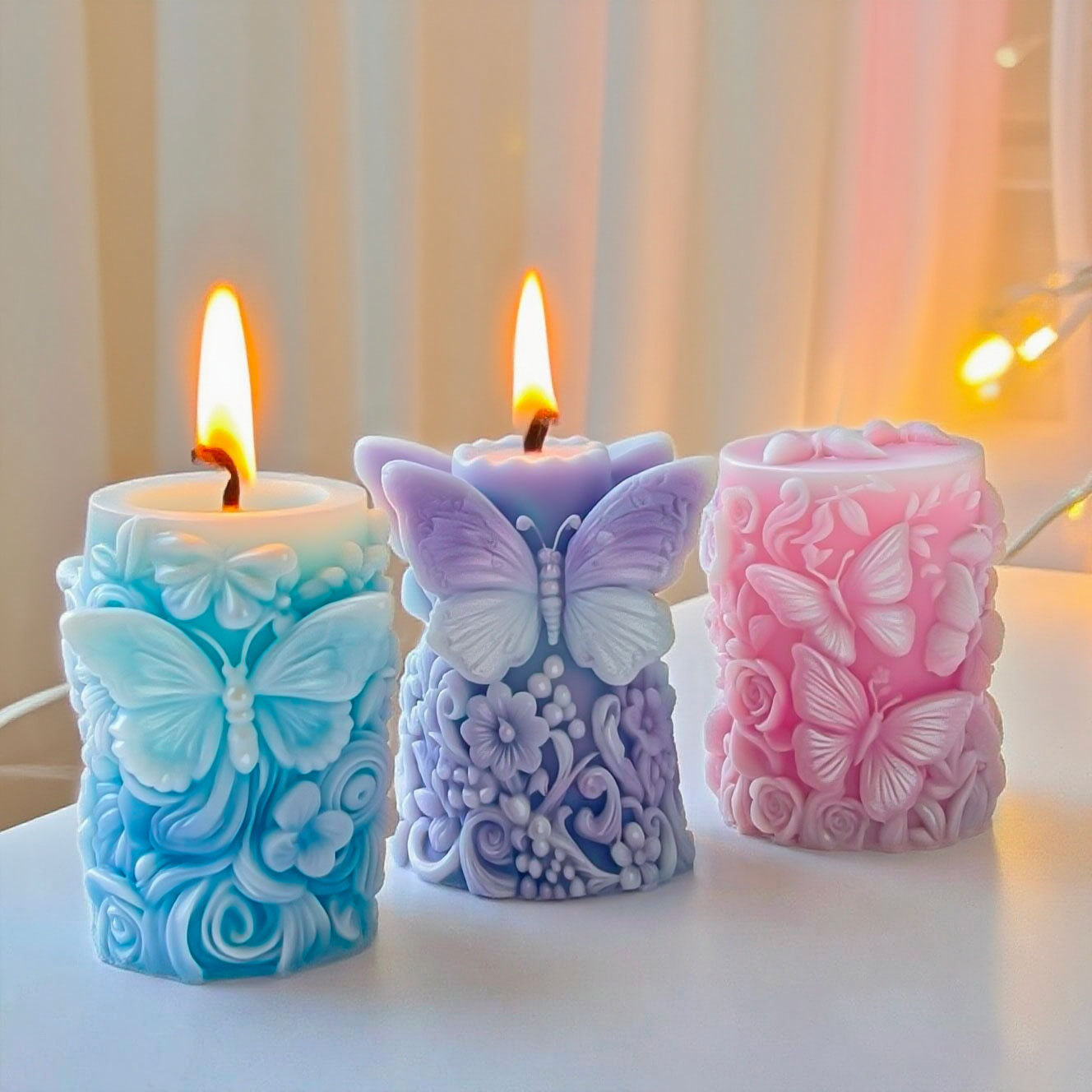 Soap Making At Home - 3D Butterfly Flowers Relief Cylinder Candle